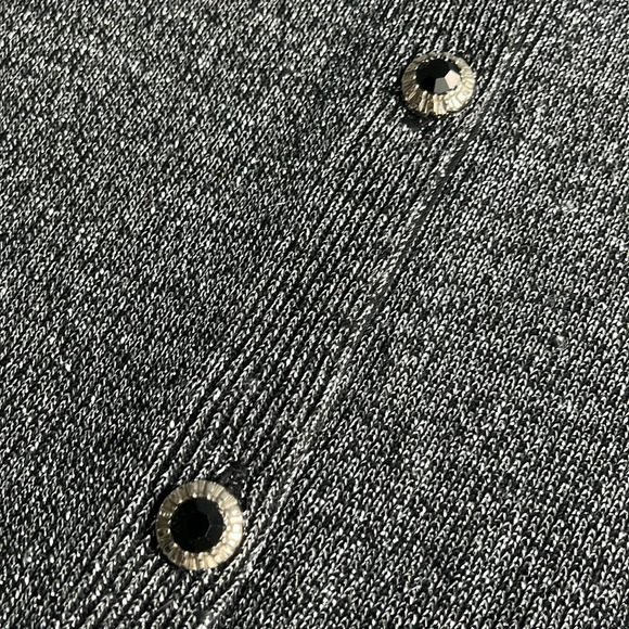 Vintage Palm Beach Beth Schaeffer Silver Metallic Cardigan Sweater M - Picture 4 of 7